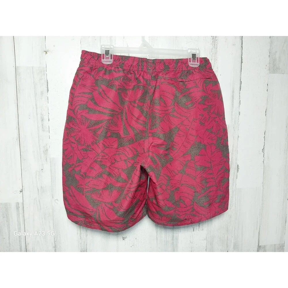 EDDIE BAUER MENS RED FLORAL SWIM TRUNK SHORTS SIZe Large
